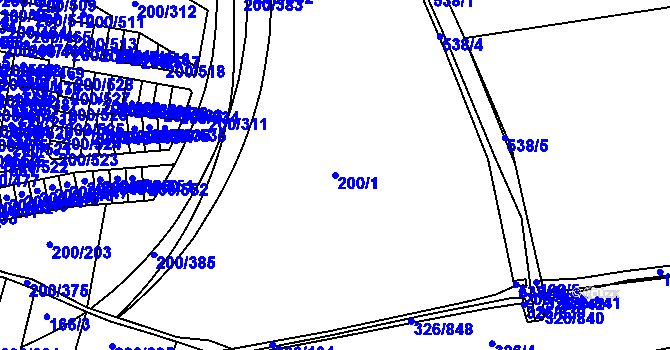 Parcela st. 200/1 v KÚ Nehvizdy, Katastrální mapa