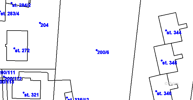 Parcela st. 200/6 v KÚ Nehvizdy, Katastrální mapa