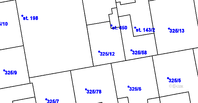 Parcela st. 325/12 v KÚ Nehvizdy, Katastrální mapa