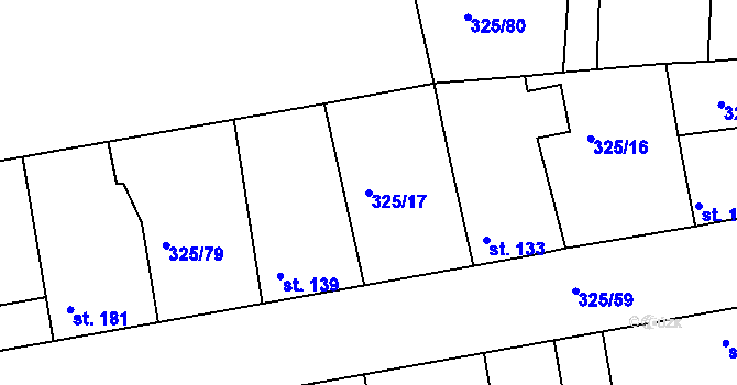 Parcela st. 325/17 v KÚ Nehvizdy, Katastrální mapa