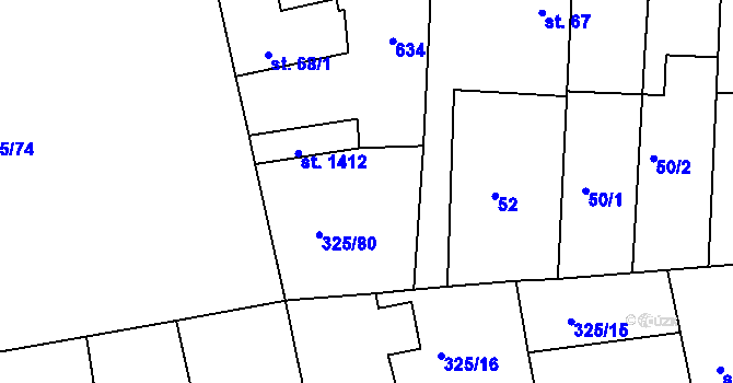 Parcela st. 325/18 v KÚ Nehvizdy, Katastrální mapa