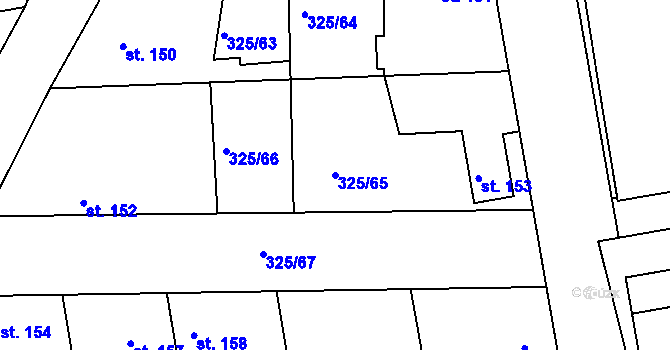 Parcela st. 325/65 v KÚ Nehvizdy, Katastrální mapa