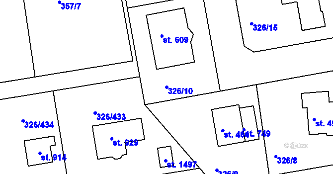 Parcela st. 326/10 v KÚ Nehvizdy, Katastrální mapa