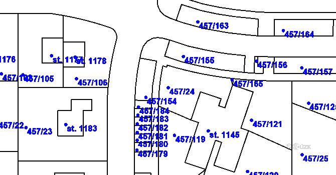 Parcela st. 457/24 v KÚ Nehvizdy, Katastrální mapa