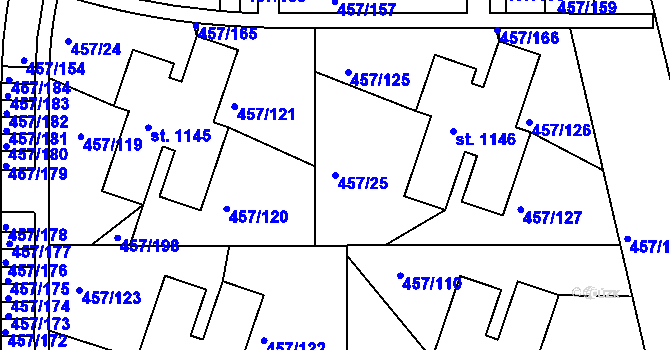 Parcela st. 457/25 v KÚ Nehvizdy, Katastrální mapa