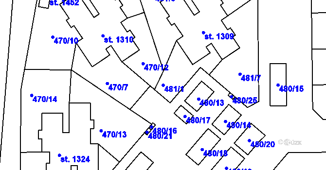 Parcela st. 481/1 v KÚ Nehvizdy, Katastrální mapa