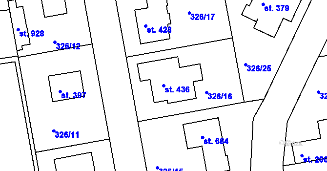 Parcela st. 436 v KÚ Nehvizdy, Katastrální mapa