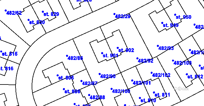 Parcela st. 901 v KÚ Nehvizdy, Katastrální mapa
