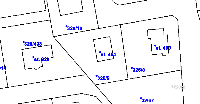 Parcela st. 464 v KÚ Nehvizdy, Katastrální mapa