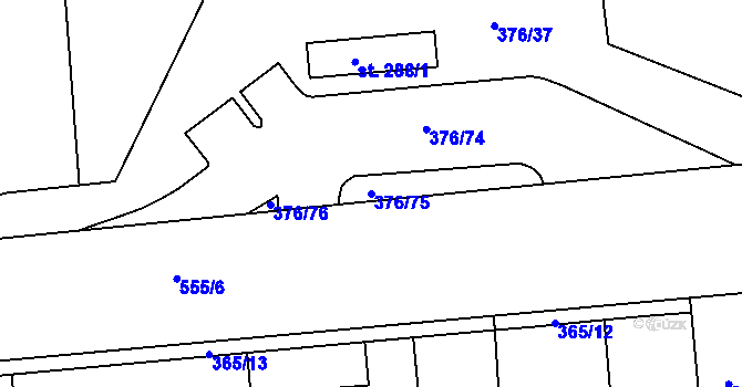 Parcela st. 376/75 v KÚ Nehvizdy, Katastrální mapa