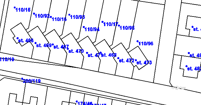 Parcela st. 468 v KÚ Nehvizdy, Katastrální mapa