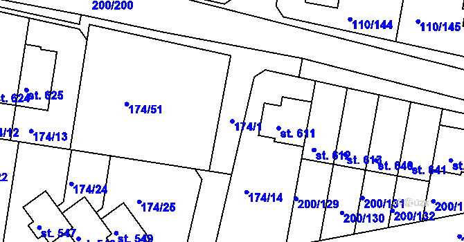 Parcela st. 174/1 v KÚ Nehvizdy, Katastrální mapa