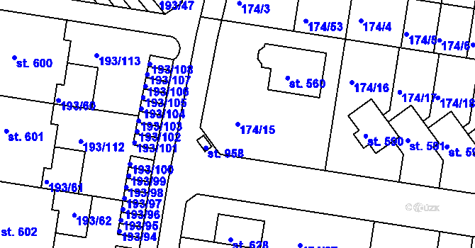 Parcela st. 174/15 v KÚ Nehvizdy, Katastrální mapa