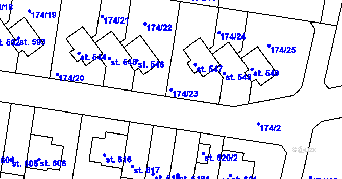 Parcela st. 174/23 v KÚ Nehvizdy, Katastrální mapa