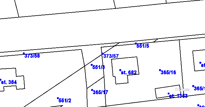 Parcela st. 373/57 v KÚ Nehvizdy, Katastrální mapa