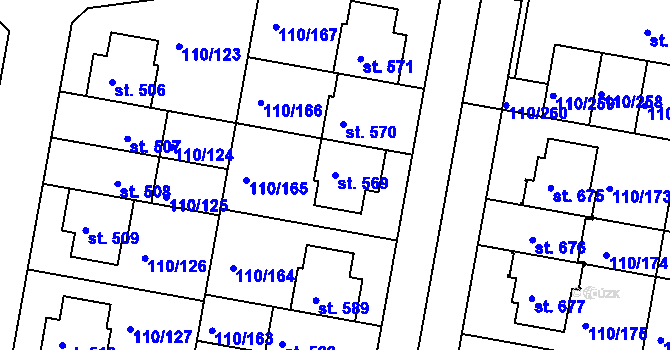 Parcela st. 569 v KÚ Nehvizdy, Katastrální mapa