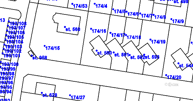 Parcela st. 590 v KÚ Nehvizdy, Katastrální mapa