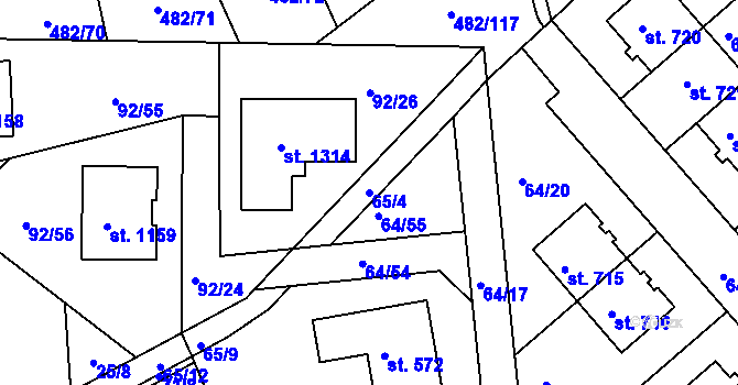 Parcela st. 65/4 v KÚ Nehvizdy, Katastrální mapa