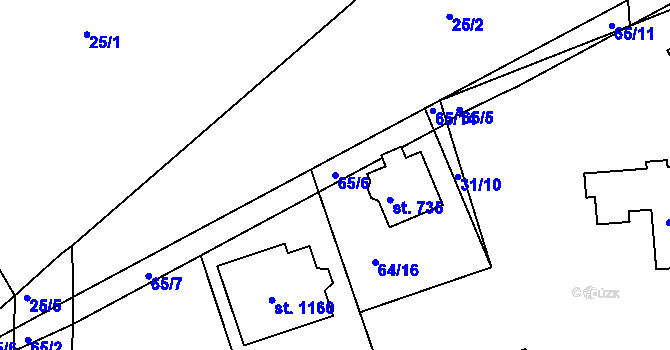 Parcela st. 65/6 v KÚ Nehvizdy, Katastrální mapa