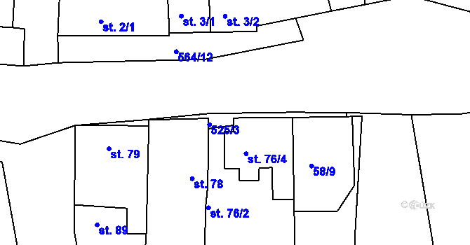 Parcela st. 76/5 v KÚ Nehvizdy, Katastrální mapa