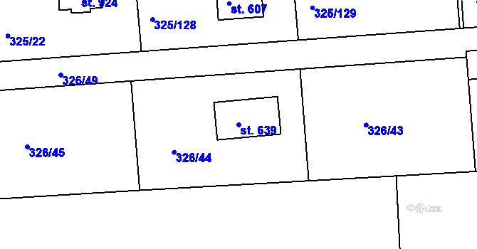 Parcela st. 639 v KÚ Nehvizdy, Katastrální mapa