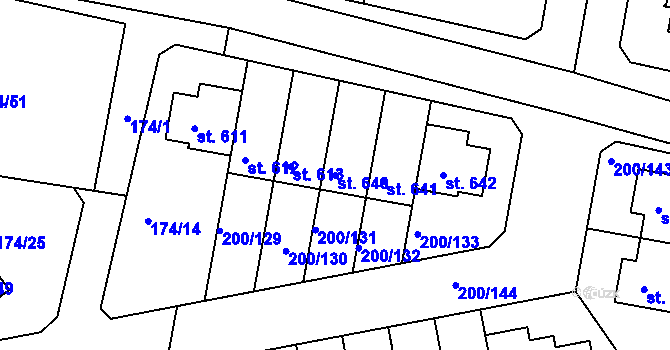 Parcela st. 640 v KÚ Nehvizdy, Katastrální mapa