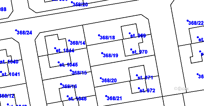Parcela st. 368/19 v KÚ Nehvizdy, Katastrální mapa