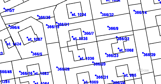 Parcela st. 366/19 v KÚ Nehvizdy, Katastrální mapa
