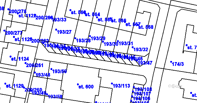 Parcela st. 193/42 v KÚ Nehvizdy, Katastrální mapa