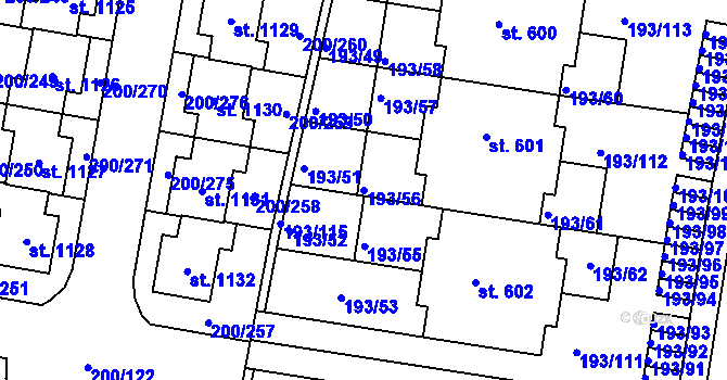 Parcela st. 193/56 v KÚ Nehvizdy, Katastrální mapa