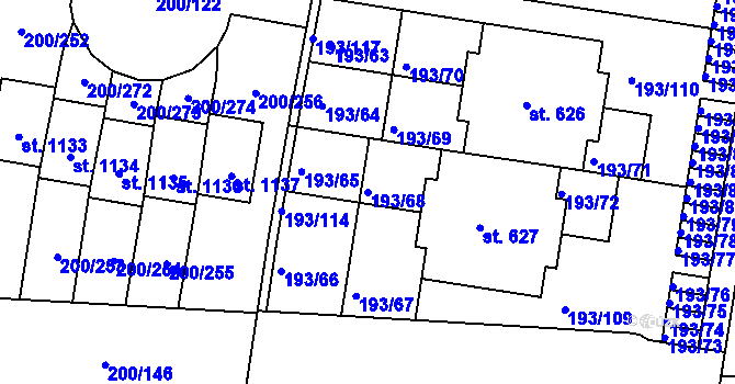 Parcela st. 193/68 v KÚ Nehvizdy, Katastrální mapa