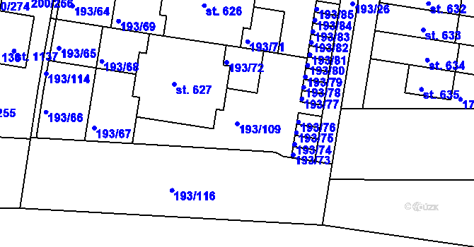 Parcela st. 193/109 v KÚ Nehvizdy, Katastrální mapa