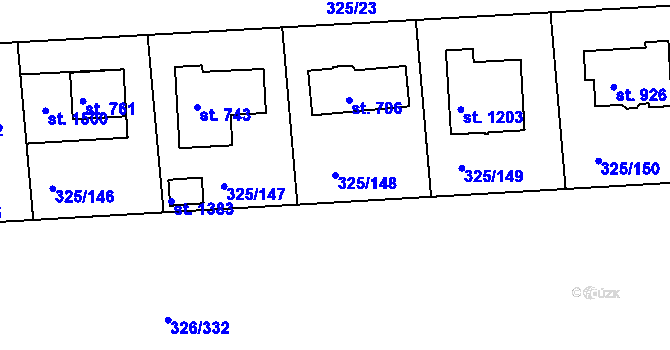 Parcela st. 325/148 v KÚ Nehvizdy, Katastrální mapa