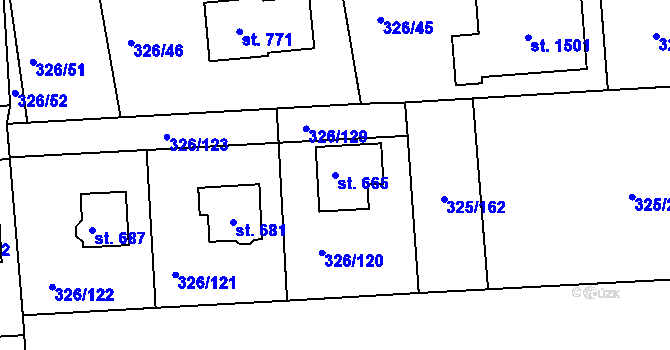 Parcela st. 665 v KÚ Nehvizdy, Katastrální mapa