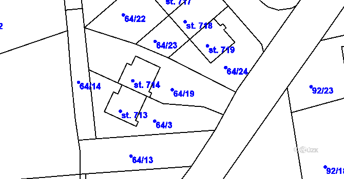 Parcela st. 64/19 v KÚ Nehvizdy, Katastrální mapa