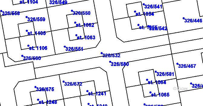 Parcela st. 326/532 v KÚ Nehvizdy, Katastrální mapa