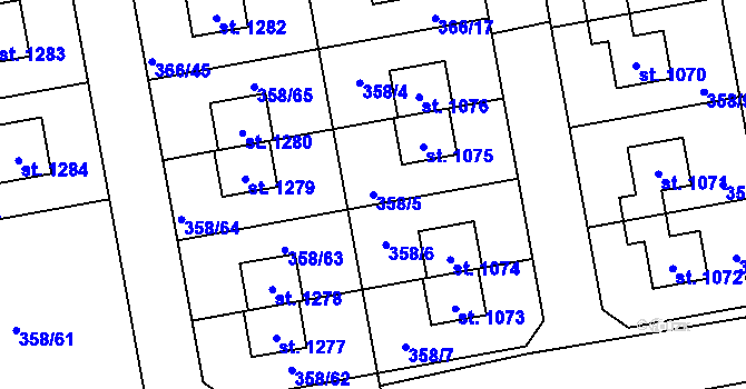 Parcela st. 358/5 v KÚ Nehvizdy, Katastrální mapa
