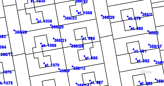 Parcela st. 358/12 v KÚ Nehvizdy, Katastrální mapa