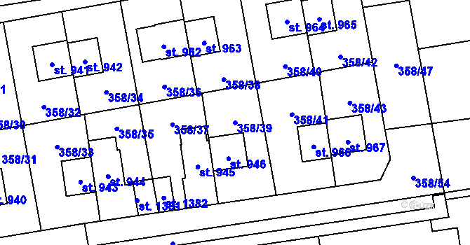 Parcela st. 358/39 v KÚ Nehvizdy, Katastrální mapa