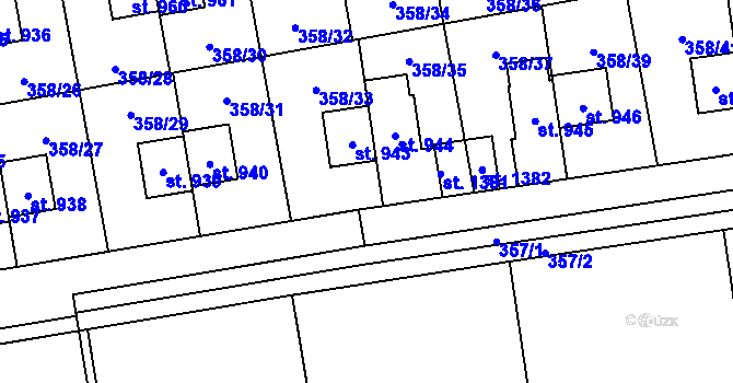 Parcela st. 358/48 v KÚ Nehvizdy, Katastrální mapa