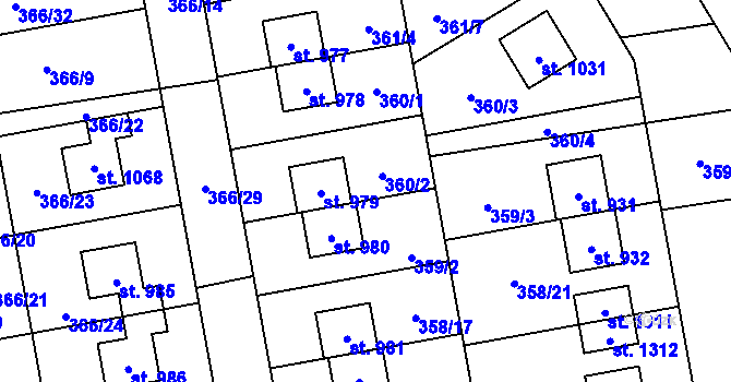 Parcela st. 359/1 v KÚ Nehvizdy, Katastrální mapa