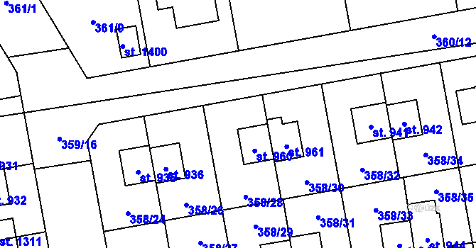 Parcela st. 359/7 v KÚ Nehvizdy, Katastrální mapa