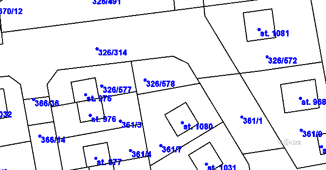 Parcela st. 361/6 v KÚ Nehvizdy, Katastrální mapa