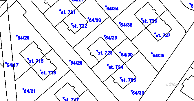 Parcela st. 723 v KÚ Nehvizdy, Katastrální mapa