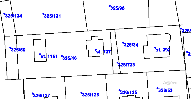 Parcela st. 737 v KÚ Nehvizdy, Katastrální mapa