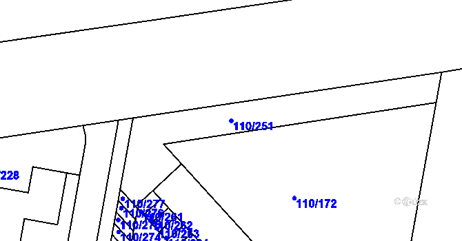 Parcela st. 110/251 v KÚ Nehvizdy, Katastrální mapa