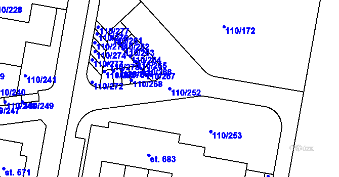 Parcela st. 110/252 v KÚ Nehvizdy, Katastrální mapa
