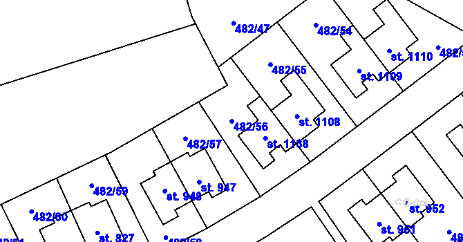 Parcela st. 482/56 v KÚ Nehvizdy, Katastrální mapa