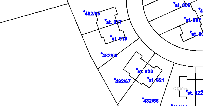 Parcela st. 482/66 v KÚ Nehvizdy, Katastrální mapa
