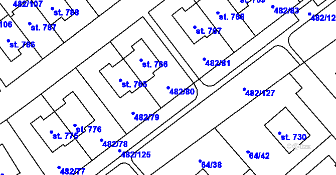 Parcela st. 482/80 v KÚ Nehvizdy, Katastrální mapa